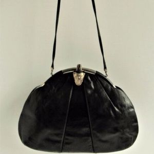 Judith Leiber Vintage Black Snakeskin Clutch Purse